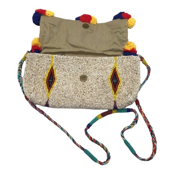 NEW Anthropologie Imayin Handmade Seed Beads Beaded Convertible Crossbody Bag Cl - Picture 3 of 7